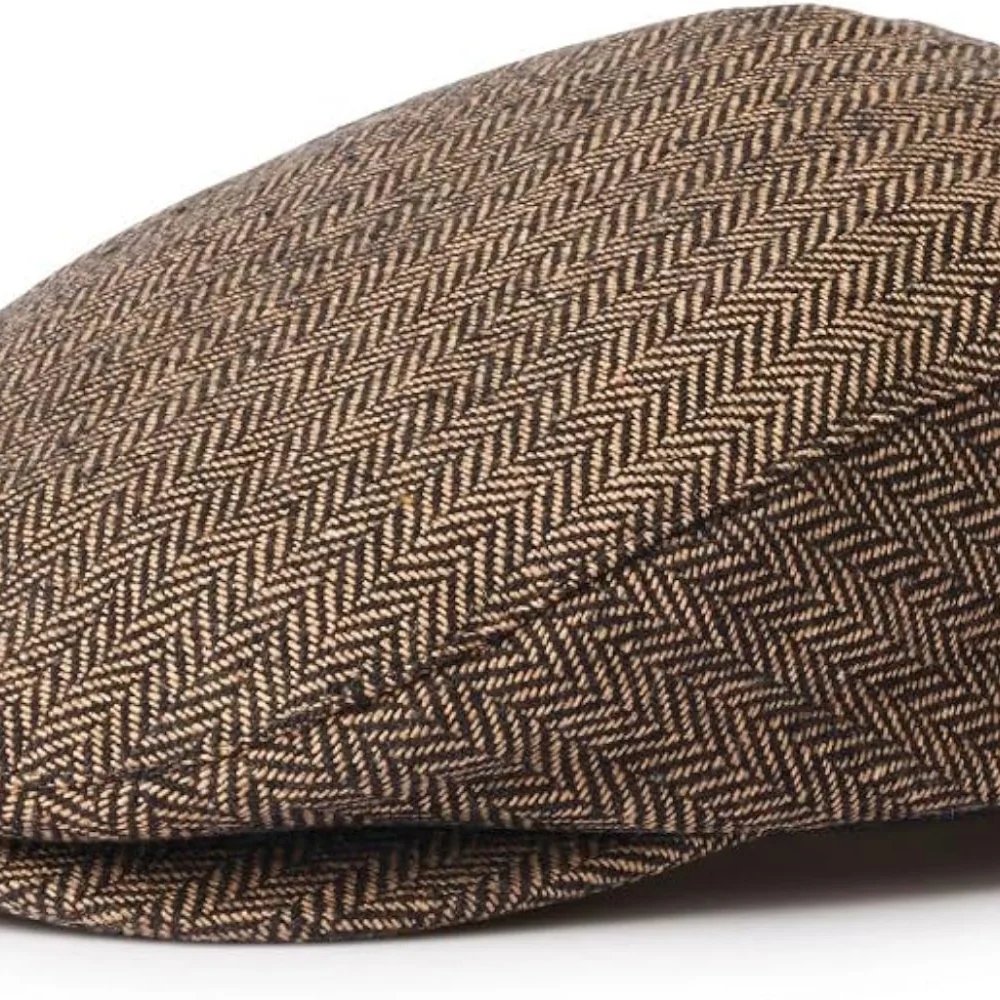 Brixton Hooligan Men Snap Cap Herringbone Newsboy Brown/Khaki (Medium)  Driver - Picture 4 of 4